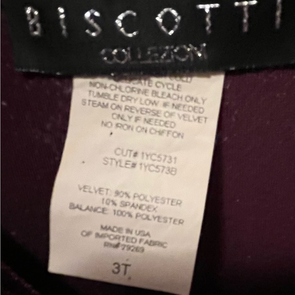 Deep burgundy/red & light green, flower fabric on bottom, size 3T dress - Picture 9 of 10